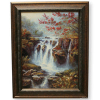 Framed Lithograph on Canvas - Waterfall