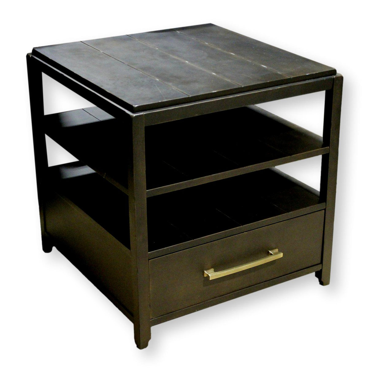 Black Plank Top End Table
