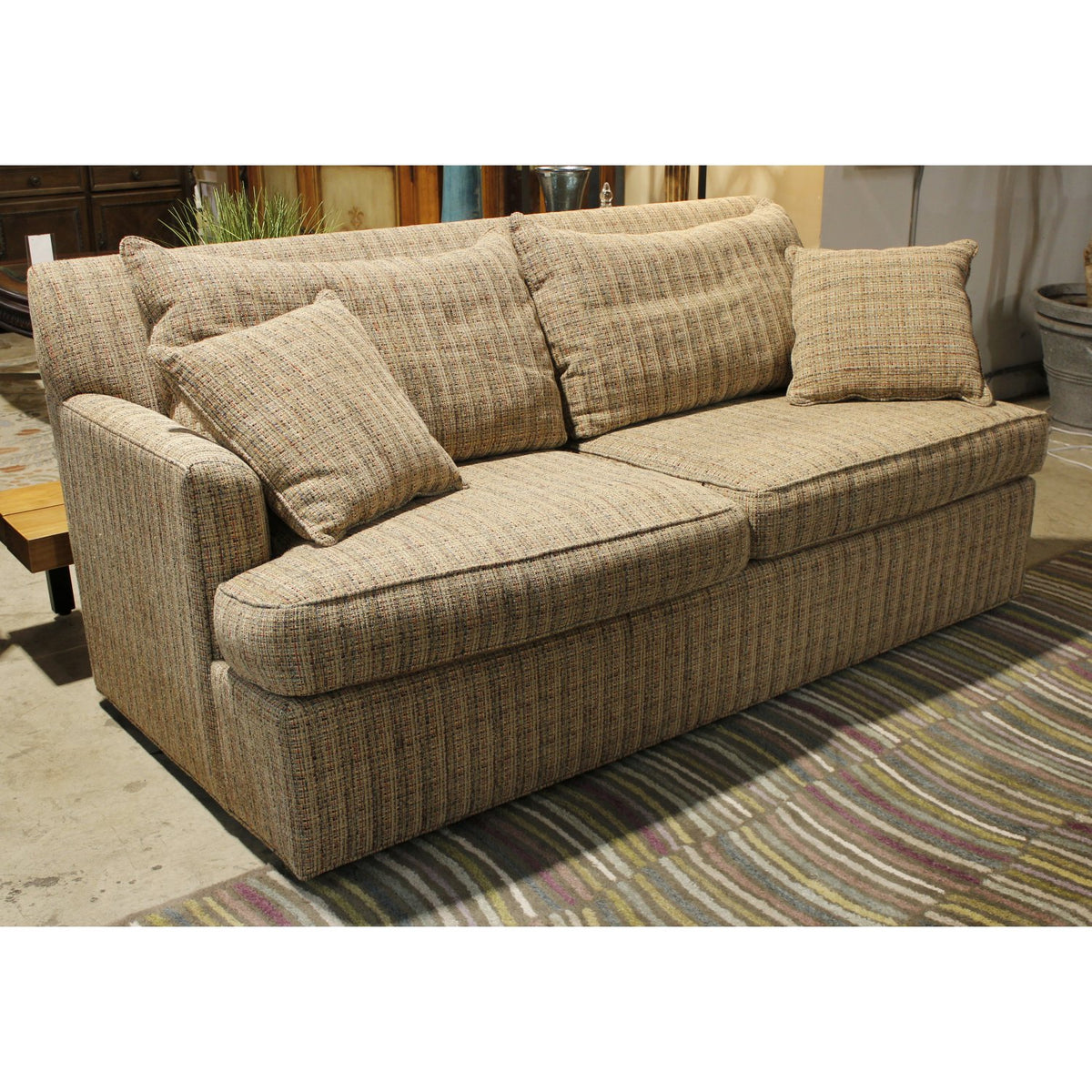 Ethan Allen Mixed Tweed Tan Sofa