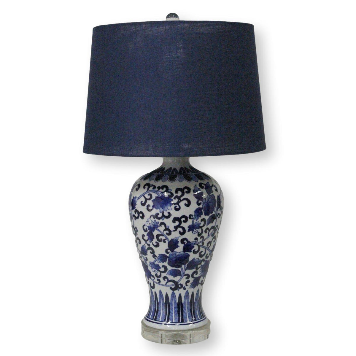 Blue & White Floral Ceramic Table Lamp