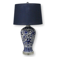 Blue & White Floral Ceramic Table Lamp