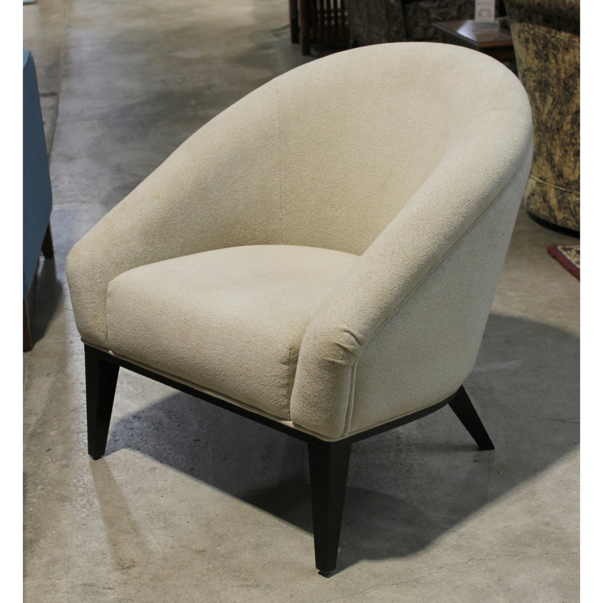 Curved Back Boucle Accent Chair