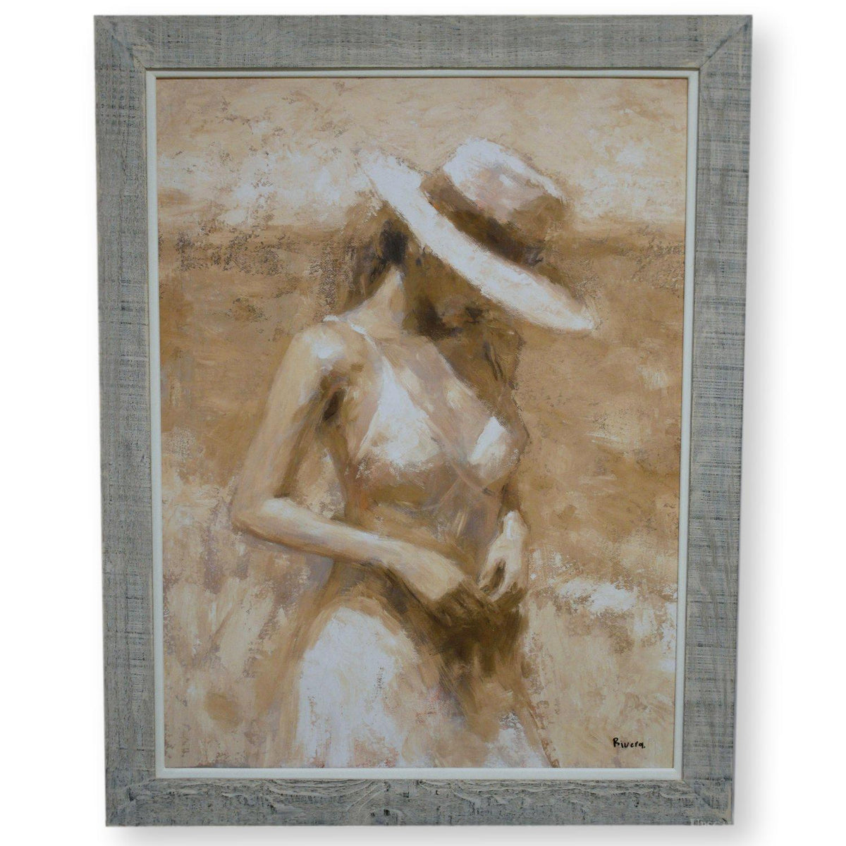 Retouched Print of a Lady in White Dress & Hat