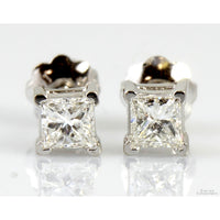 .40ctw Princess Cut Diamond 14K White Gold Stud Earrings