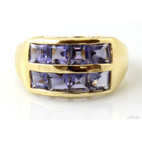 2.16ctw Iolite Gemstone 14K Yellow Gold Two-Row Band