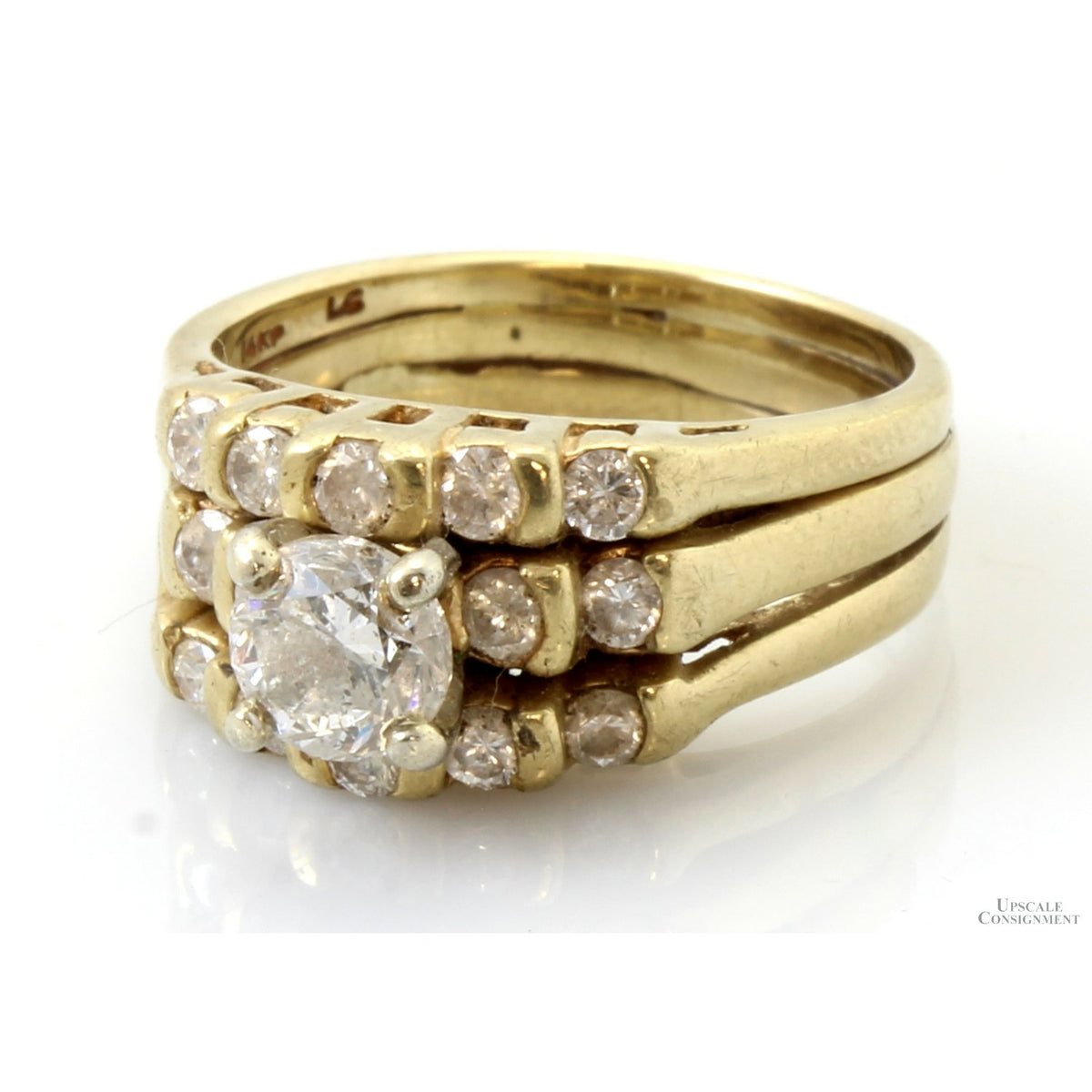 14K Gold Three-Band 1.26ctw Diamond Bridal Set | .70ct Center