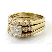 14K Gold Three-Band 1.26ctw Diamond Bridal Set | .70ct Center