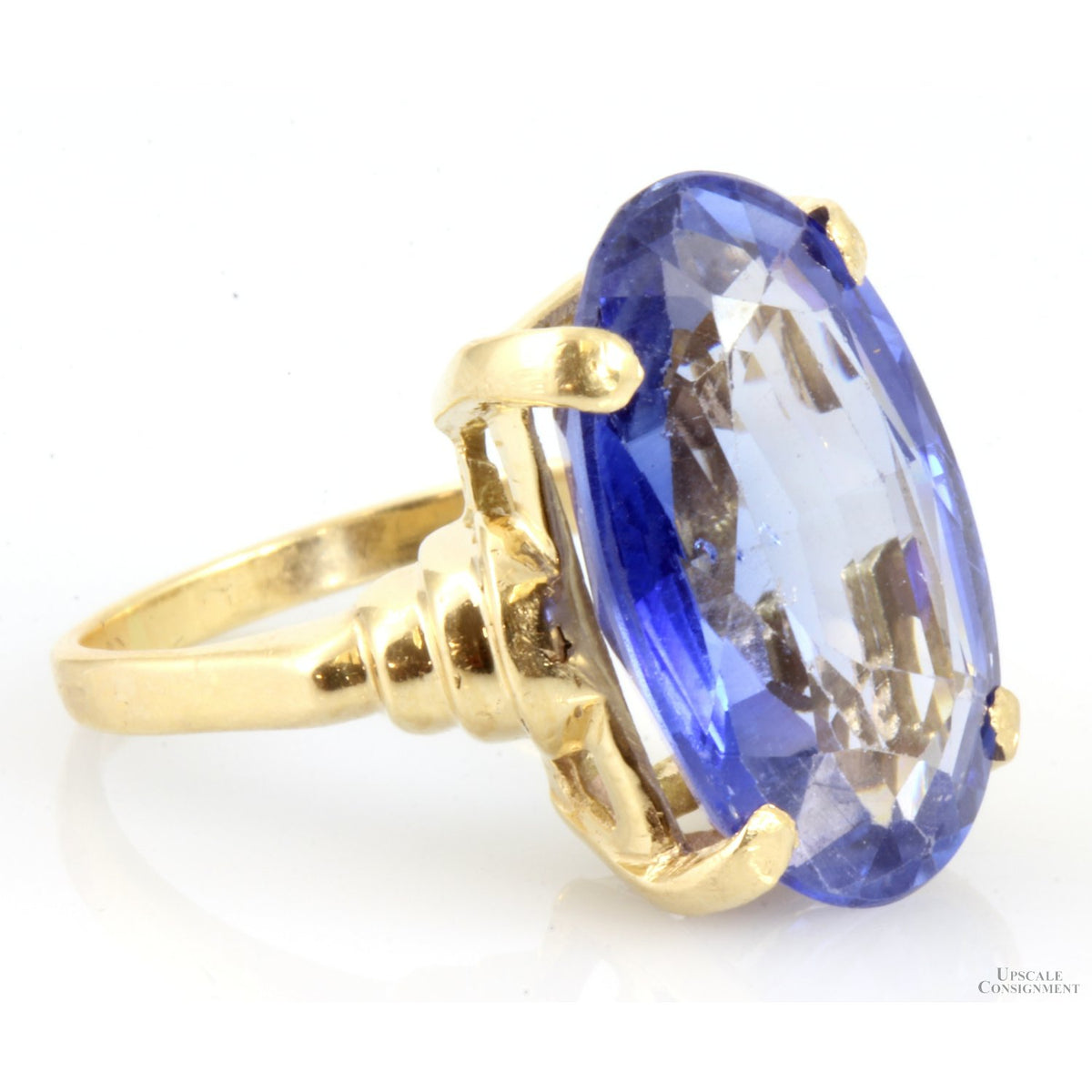 Blue Created Color Change Sapphire 14K Yellow Gold Ring