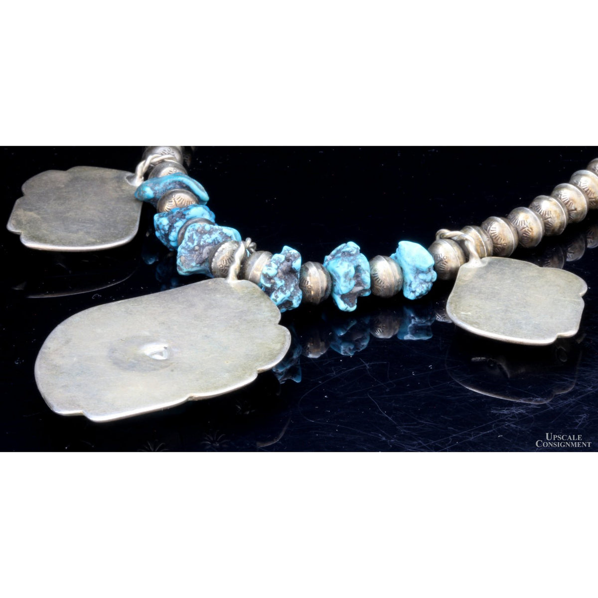 Mid-Century Hand-Wrought Turquoise Shadow Box Necklace