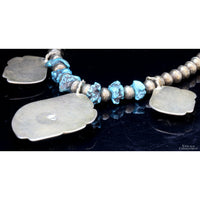 Mid-Century Hand-Wrought Turquoise Shadow Box Necklace