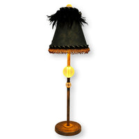 Buffet Table Lamp w/Dark Shade & Feathers