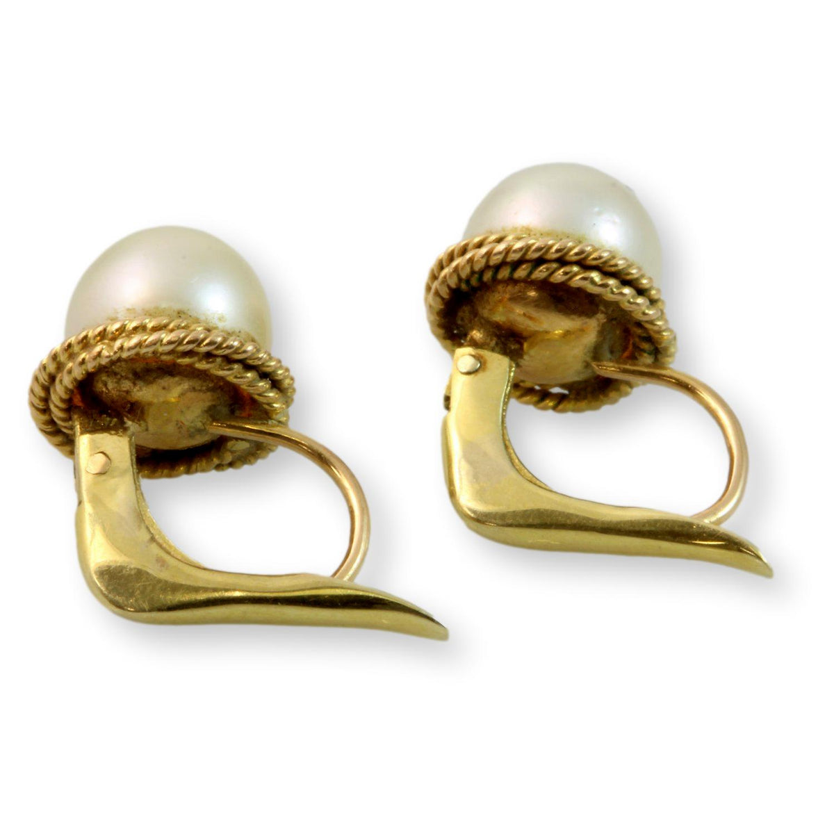 7.50mm Cultured White Pearl 14K Gold Leverback Earrings