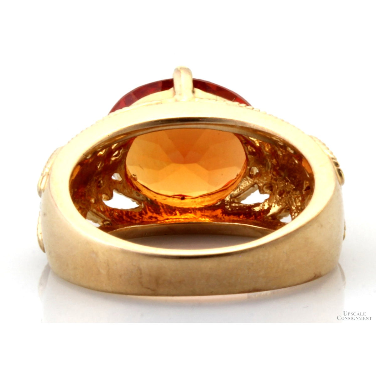 14K Gold Vermeil Sterling Silver Created Orange Sapphire Ring