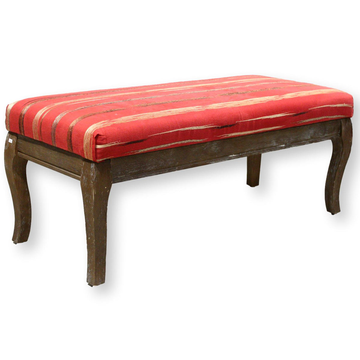 Red & Gold Upholstered Bench