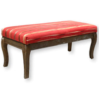 Red & Gold Upholstered Bench