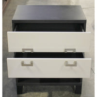 Ebony & White 2 Drawer Nightstand