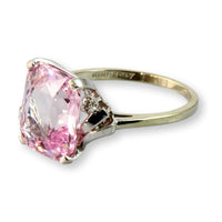 Radiant Cut Light Pink Spinel & White Sapphire 14K Gold Ring