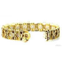 2.22ctw Diamond Cluster 14K Two-Tone Gold Bracelet