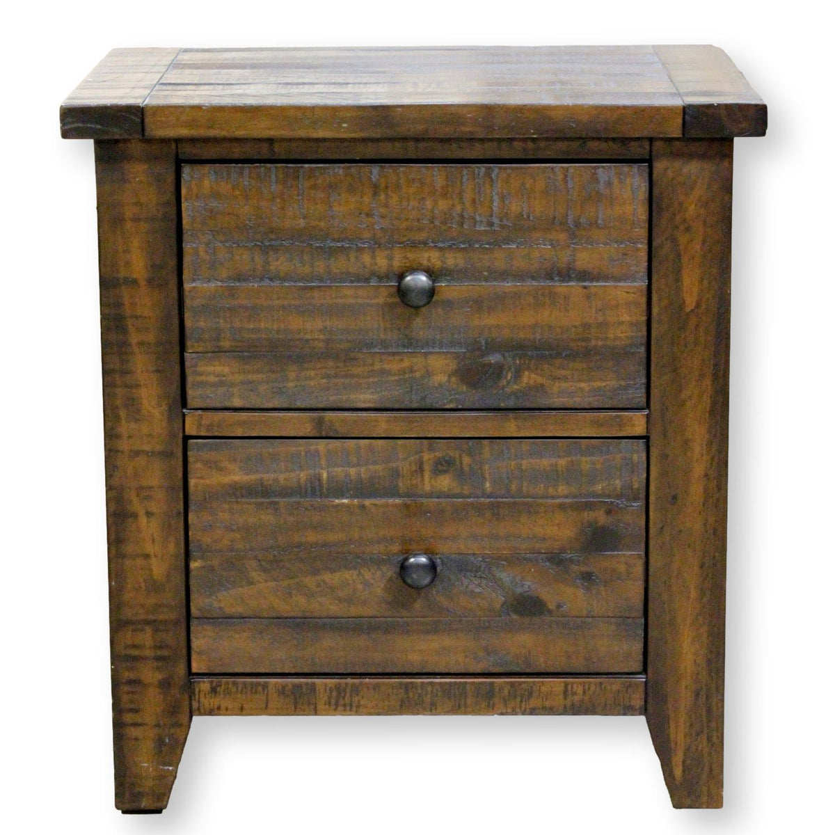 Rustic 2 Drawer Nightstand