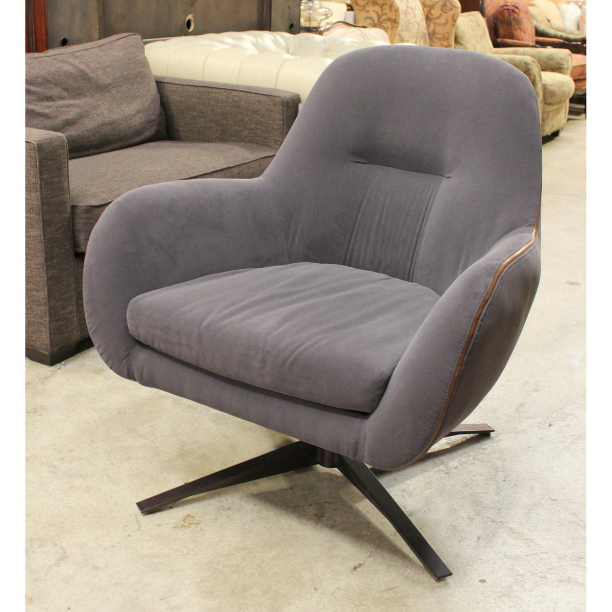 American Leather Gray Swivel Chair