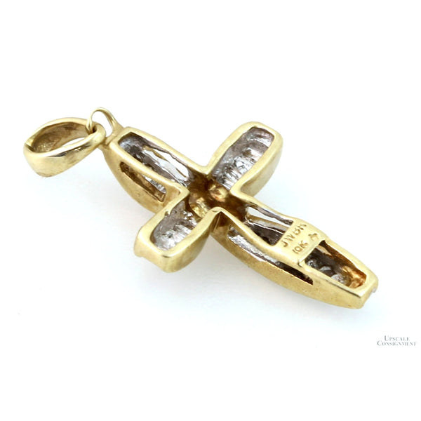 .30ctw Baguette Diamond 10K Yellow Gold Cross Pendant