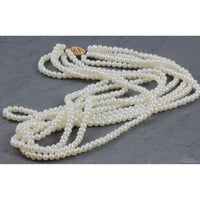 4.00mm Cultured White Pearl Multi-Strand 14K Gold Clasp