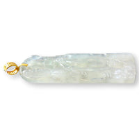 18K Gold Carved Icy White Grade A Translucent Jadeite Jade Buddha Pendant