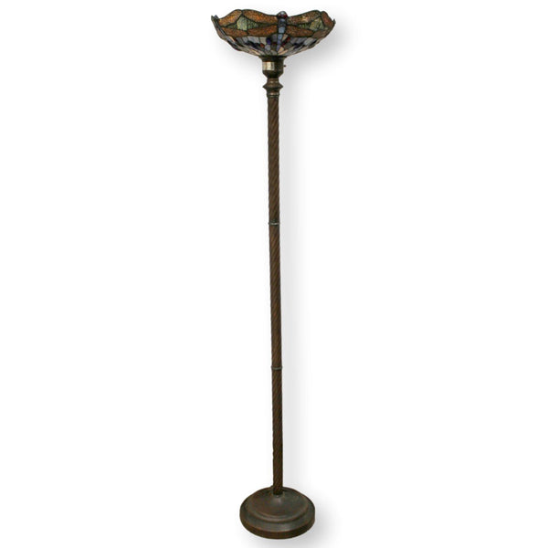 Tiffany Style Dragonfly Torchiere Up-Light Floor Lamp