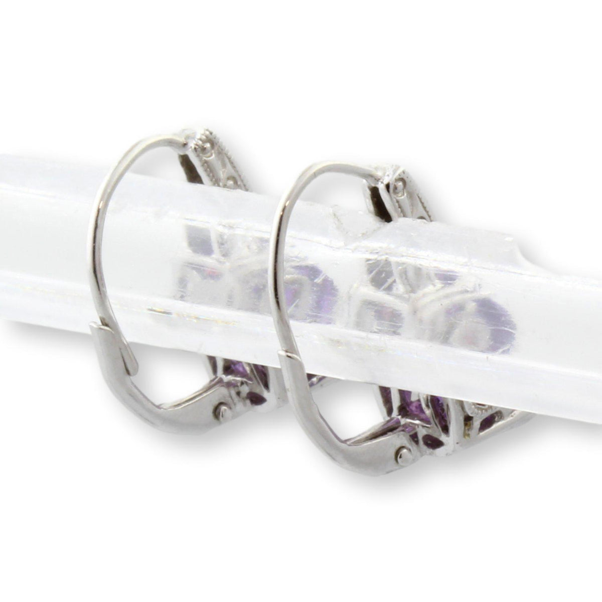 3.20ctw Amethyst Pink Topaz  & Diamond 14K Gold Earrings