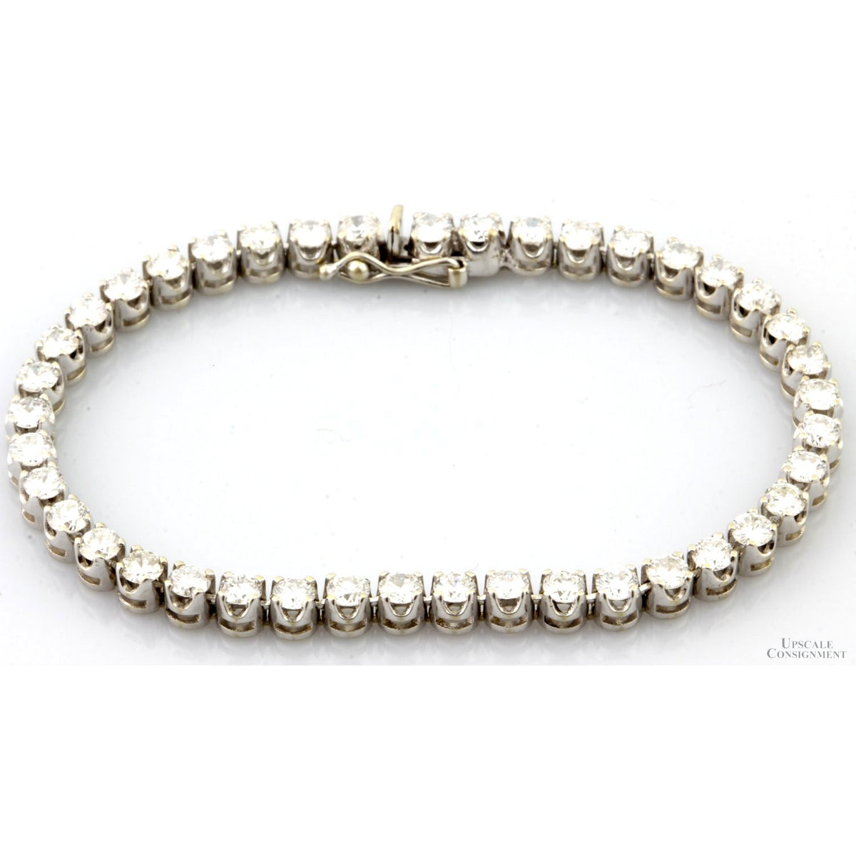 14K White Gold 5.28ctw Diamond Line Tennis Bracelet