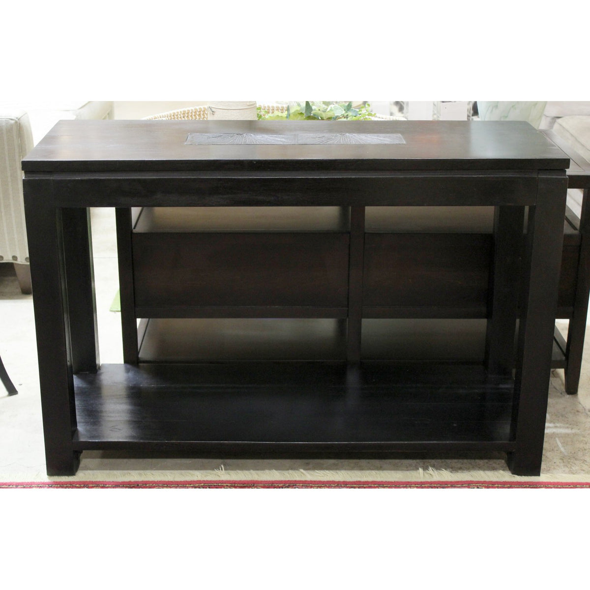 Black Console Table w/Carved Thistle Design