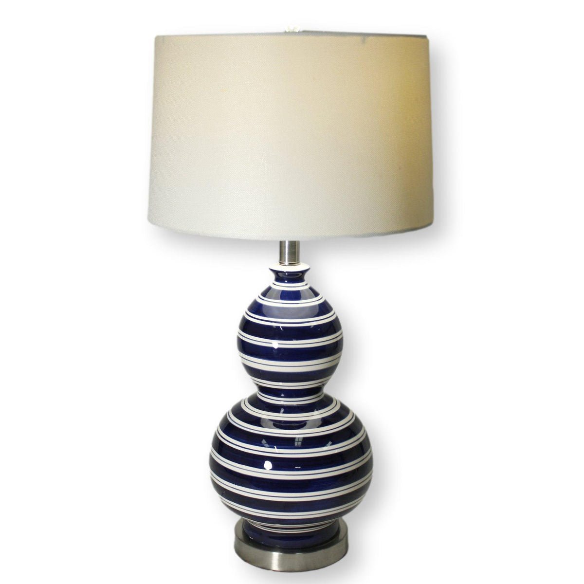 Blue & White Striped Ceramic Table Lamp