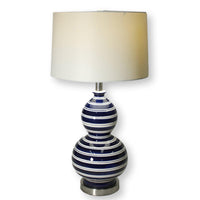 Blue & White Striped Ceramic Table Lamp