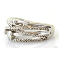 14K White Gold .70ctw Diamond Crossover Vintage Ring