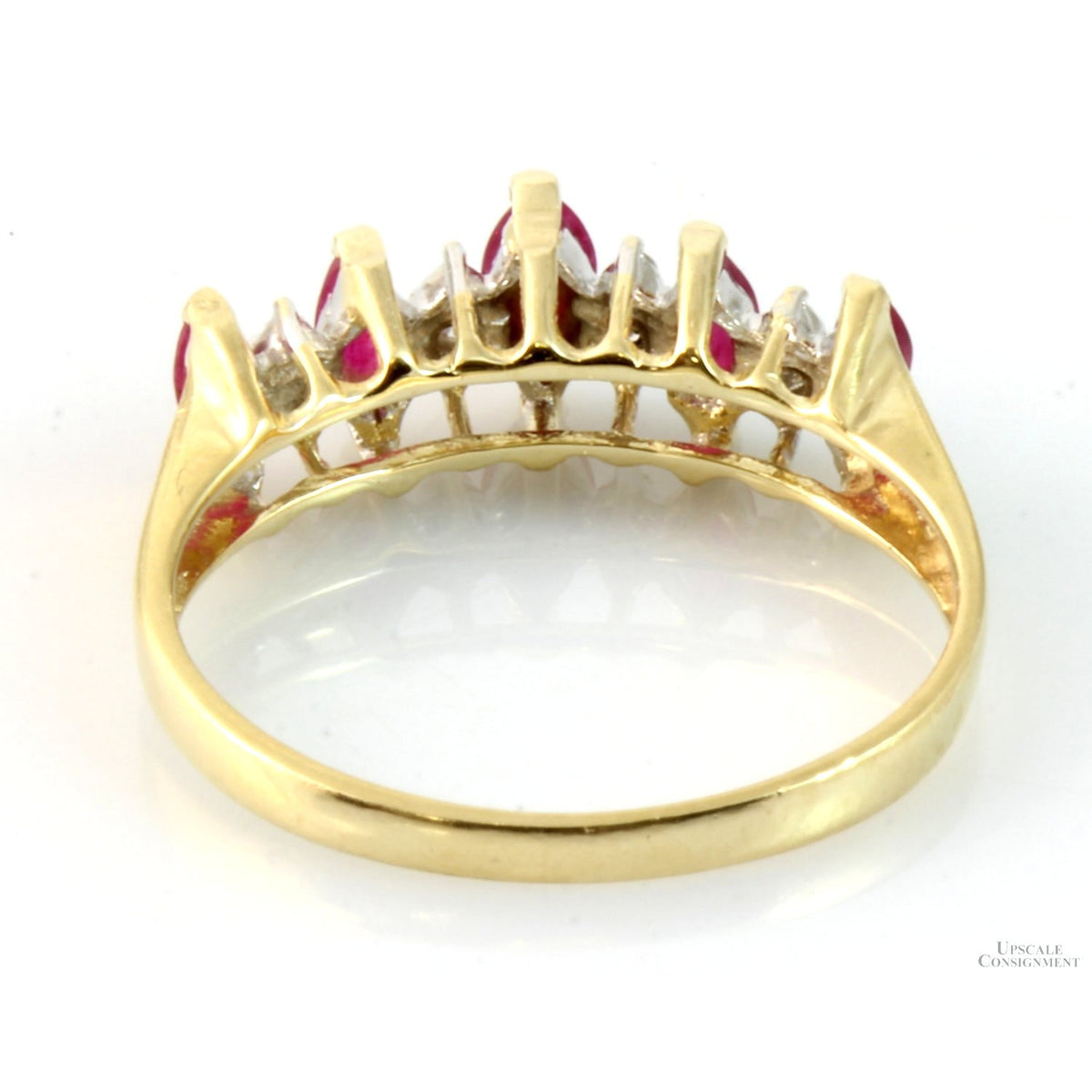 Marquise Cut Natural Ruby & Diamond 14K Gold Ring