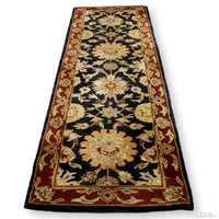 2' 6'' X 8' 1'' Burgundy/Black Wool Runner Rug