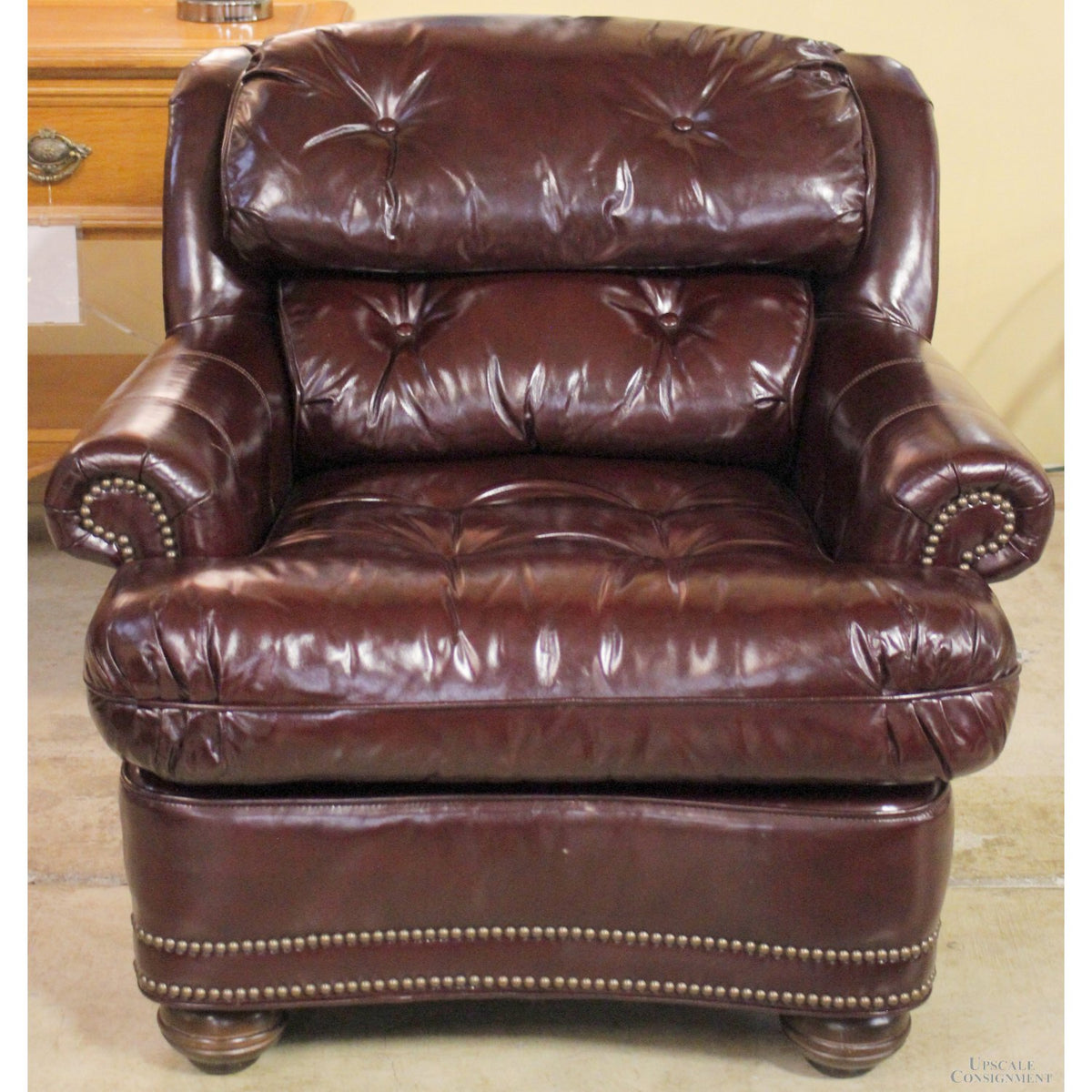 Distinction Leather Mahogany Leather Club Chair & Ottoman