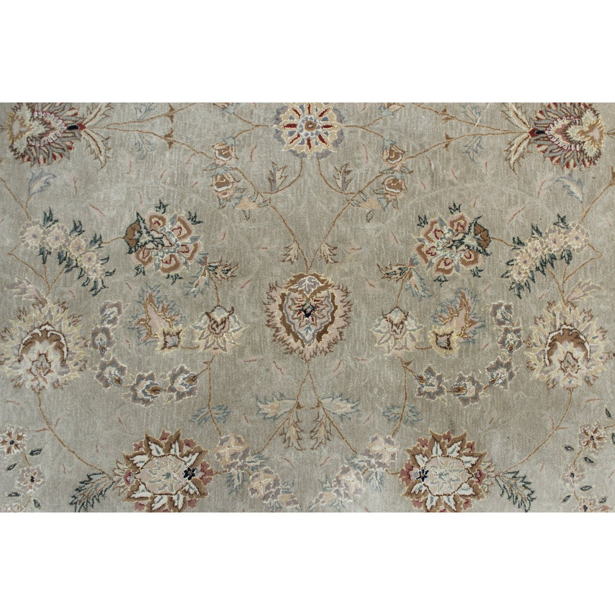 8' 5'' X 11' 4'' 'Kashan' Olive Wool & Silk Area Rug