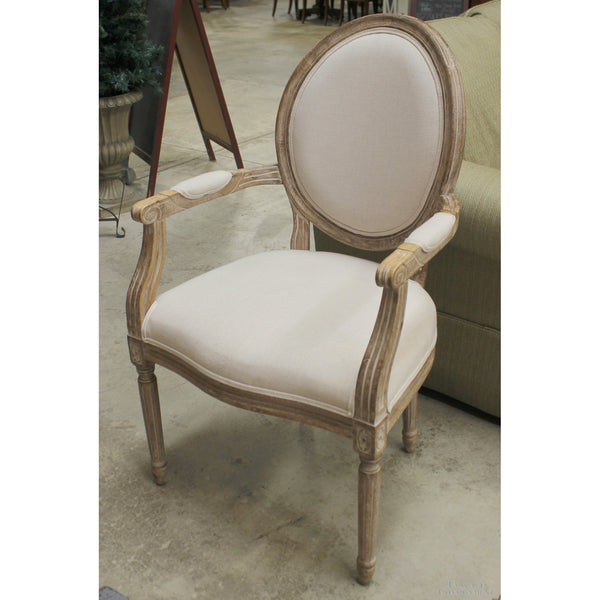 Medallion Back Linen Armchair