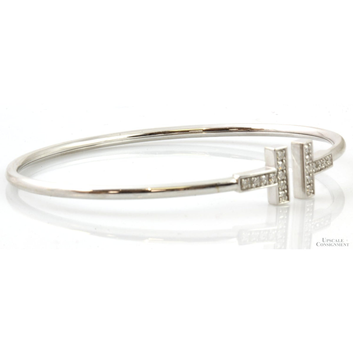 Tiffany & Co. T Wire Diamond 18K White Gold Cuff Bracelet