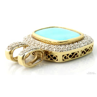 LeVian Turquoise & Diamond 14K Yellow Gold Slide Pendant