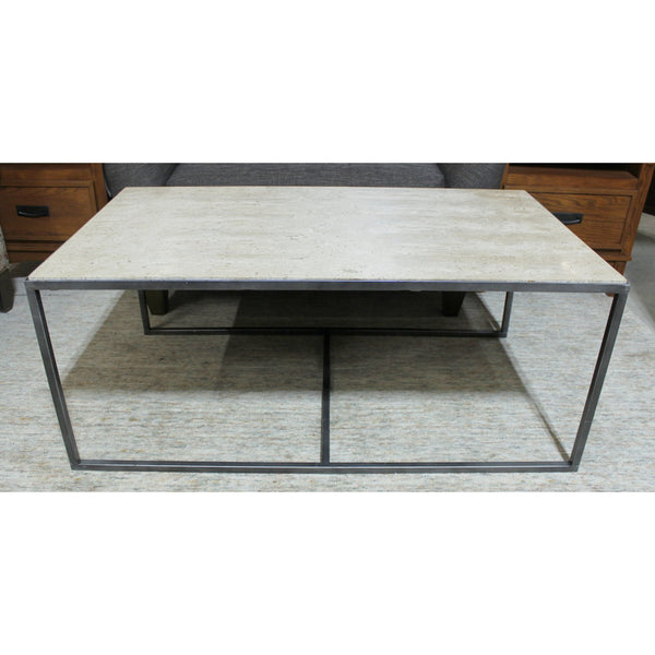 Travertine & Iron Coffee Table