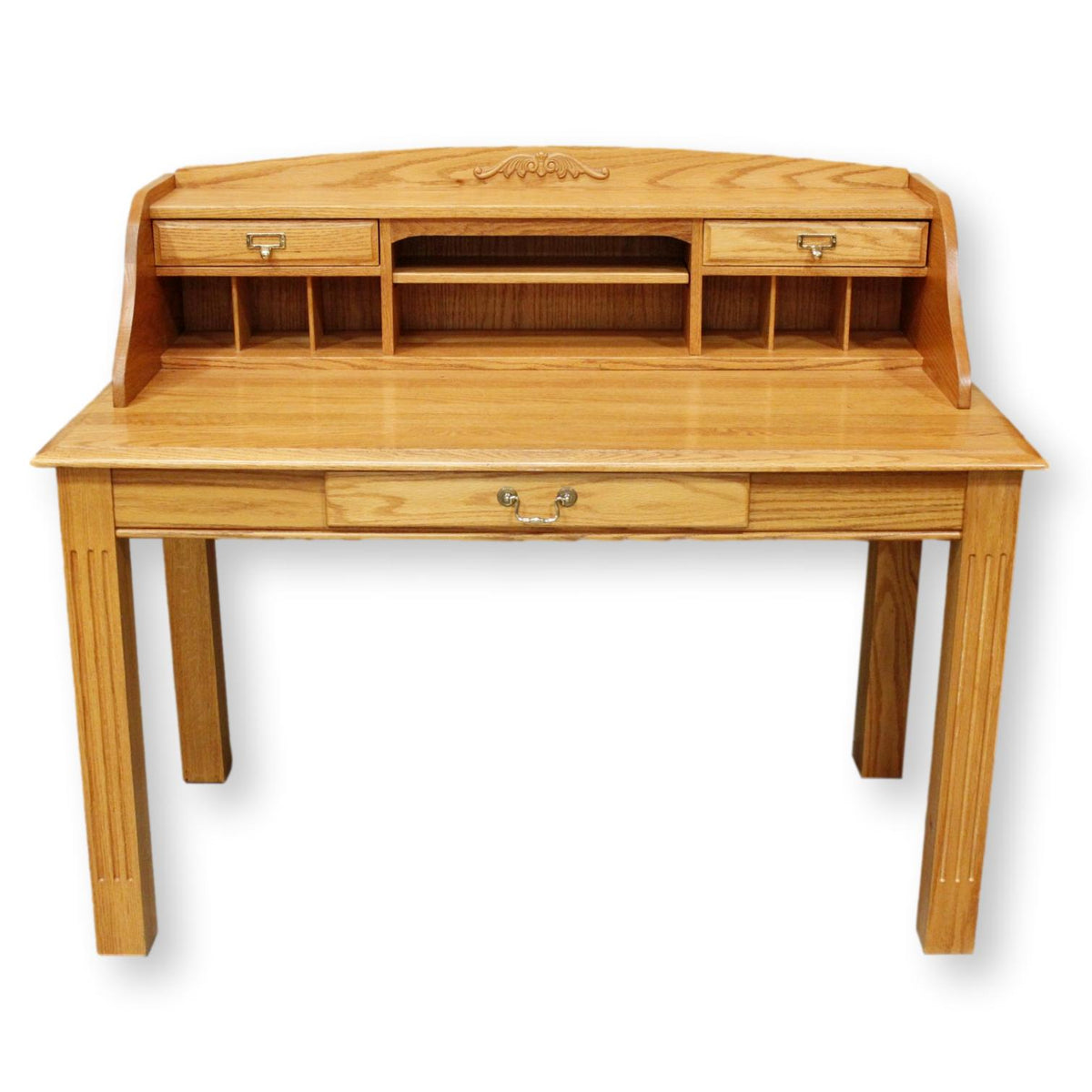 Golden Oak Writing Desk w/Hutch