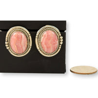 Sterling Silver Rhodochrosite Cabochon Earrings – 16.24 grams