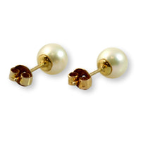 7.20mm Cultured White Pearl 14K Gold Stud Earrings