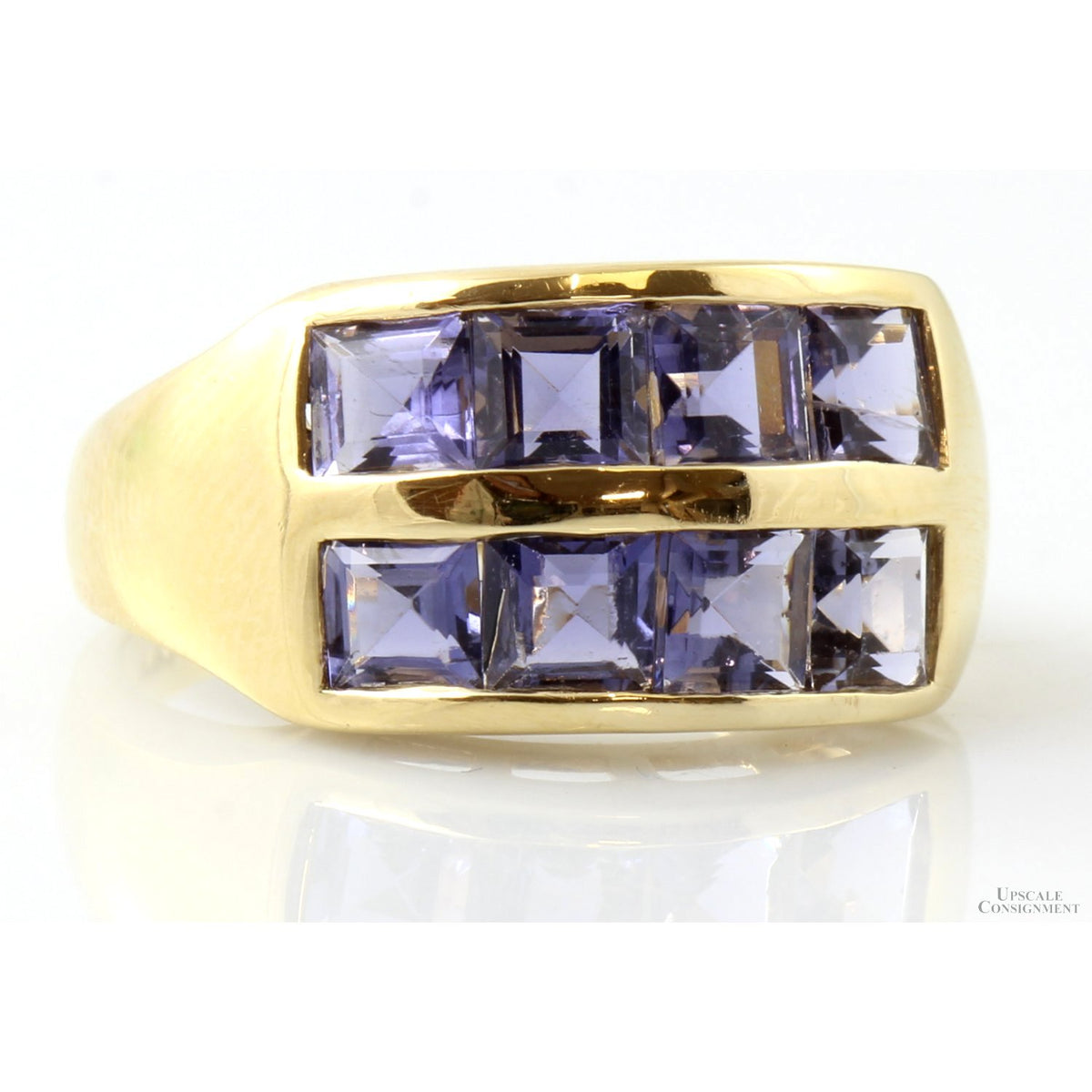 2.16ctw Iolite Gemstone 14K Yellow Gold Two-Row Band