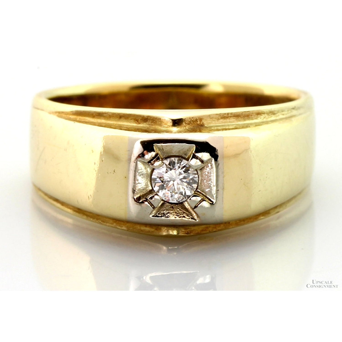 14K Yellow Gold .18ct Diamond Men's  Sculptural 11.51G Band