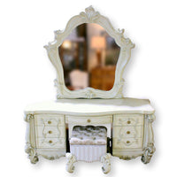 Acme Furniture White Vanity w/Mirror & Stool