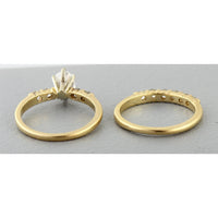 14K Gold Oval Diamond Engagement Ring & Wedding Band Set – Approx. 1.15 CTW