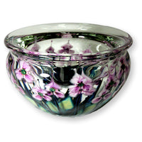 John Lotton Lavender & White Floating Iris Art Glass Bowl